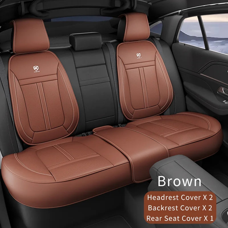 Karcle Leather Car Seat Cover Front and Rear Seat Covers Full Set with Surround Bottom Waterproof Seat Cushion Car Accessories