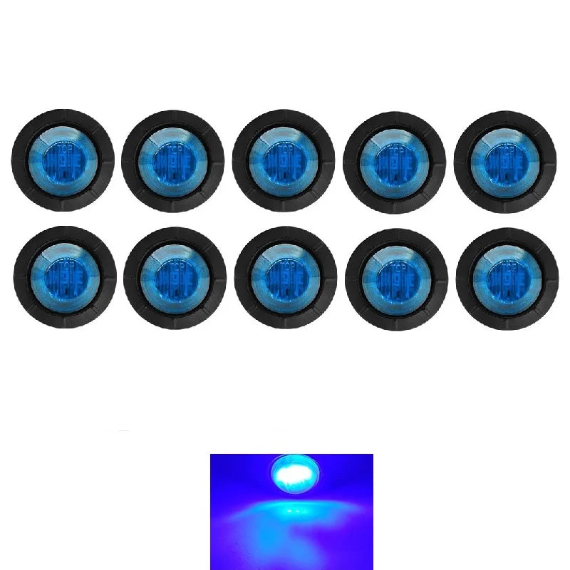 10pcs 3LED Round Tralier Side Marker Light 12V-24V for Truck Clearance Light Turn Signal Lamp Indicators