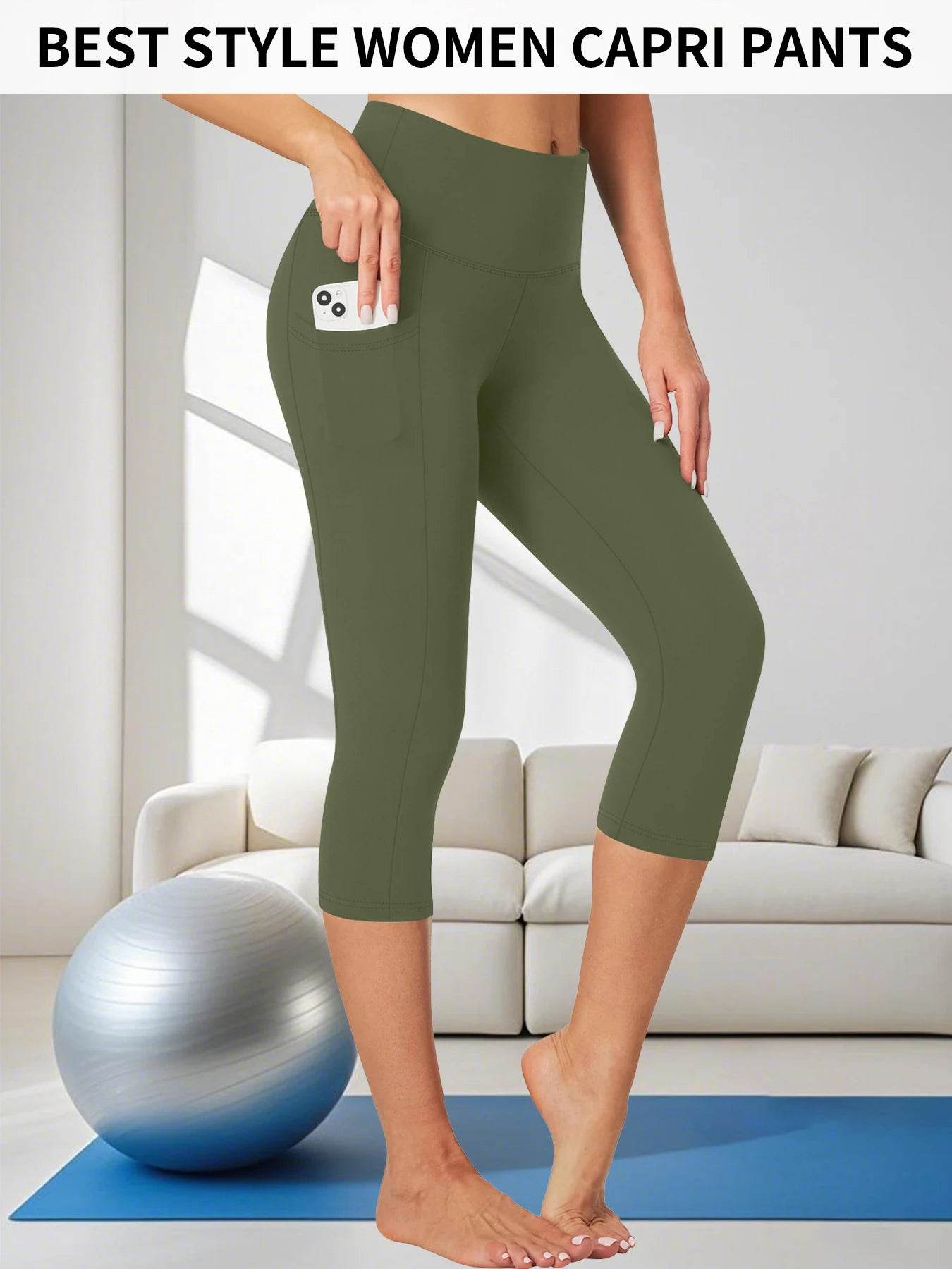 Women's High Waist Capri Leggings - P12 Hub Europe