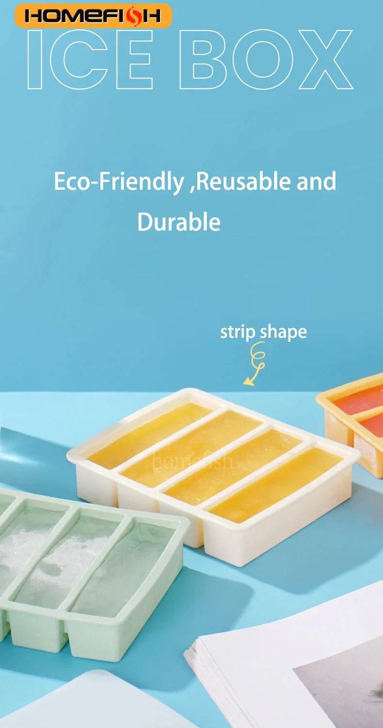 Strip-shap Ice Cube Trays Giant Silicone Ice Cubes Square Tray Mold Non-toxic Durable Wine Ice Cube Easy-Release Ice Cube Molds - P12 Hub Europe