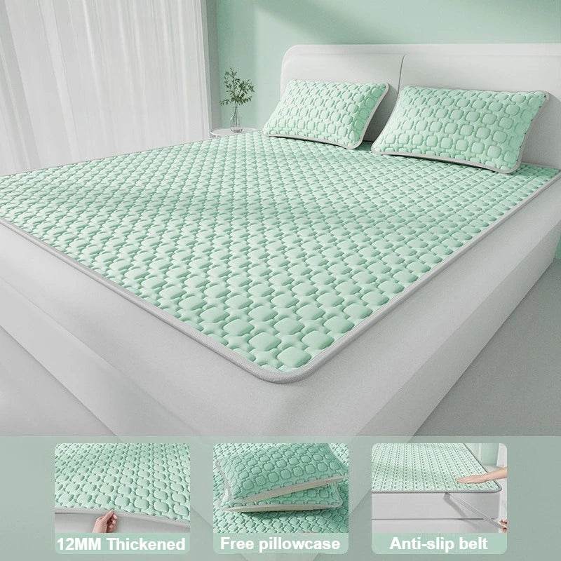 Ice Cooling Bed Sheet Set with Latex Quilted Pillowcases Breathable Summer Bedding Heat Resistant for Single Double Queen Size - P12 Hub Europe