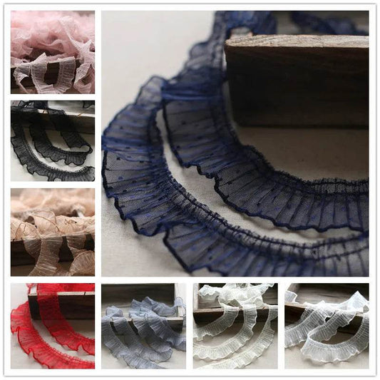 2024 Folds Ruffled Spotted Lace DIY Children's Dress Skirt Cuffs Hem Sewing Decoration Home Textile Pillow Storage Basket Trim - P12 Hub Europe