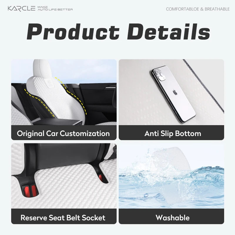 For Tesla Model 3 /Y Car Seat Cover For 2020-2025 Tesla Model 3/Y 5-Seat Ice Silk Seat Cushion Summer Breathable Car Accessories