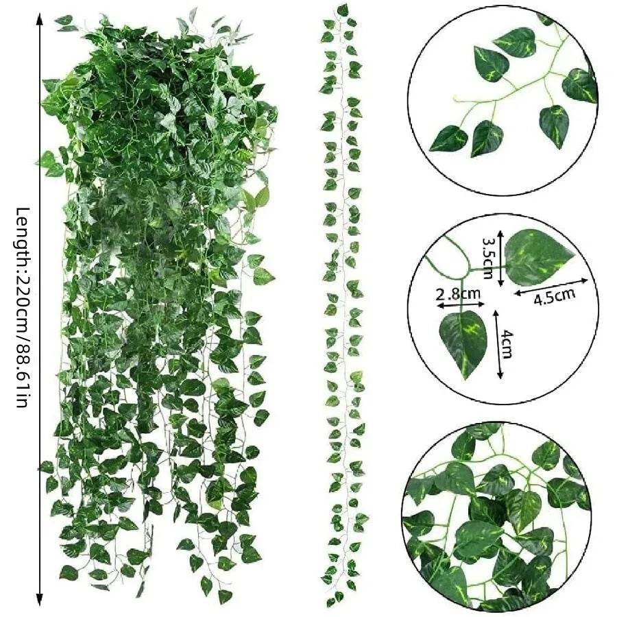 4.4/11M Artificial Plant Green Ivy Leaf Garland Fake Plant Creeper Hanging Vine Outdoor DIY Garden Wall Wedding Party Home Decor - P12 Hub Europe