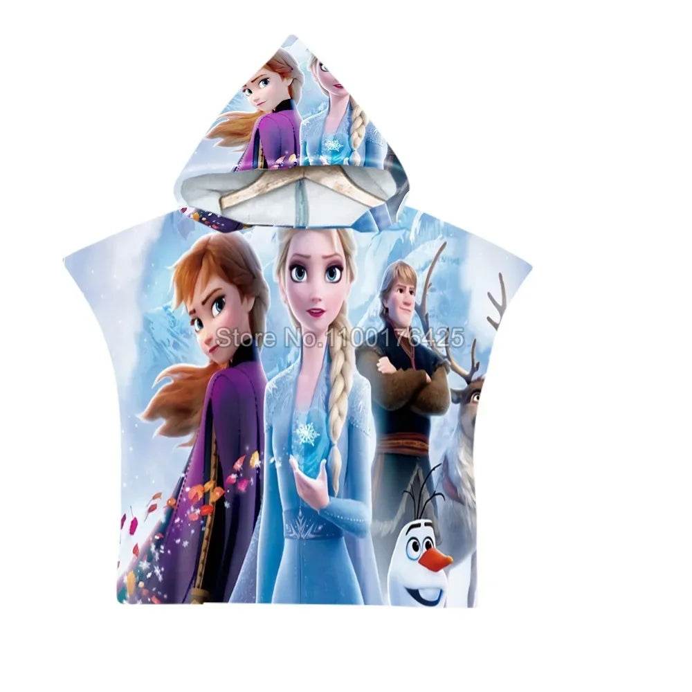 Cute Frozen Elsa Anna Baby Hooded Beach Bath Towel Princess Beach Pool Swimming Shower Absortbent Poncho Towel Bathrobe - P12 Hub Europe