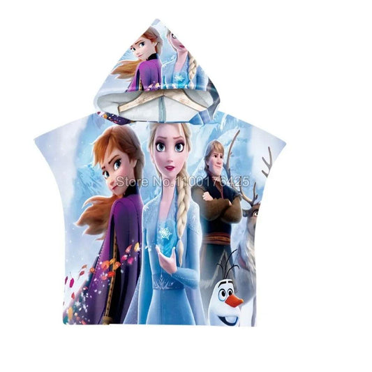 Cute Frozen Elsa Anna Baby Hooded Beach Bath Towel Princess Beach Pool Swimming Shower Absortbent Poncho Towel Bathrobe - P12 Hub Europe