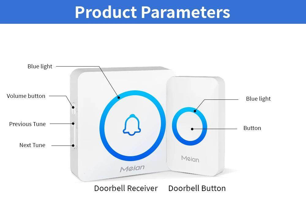 Doorbell Wireless | 60 Tunes, 1000ft, IP65, 5 Volume Levels - P12 Hub Europe