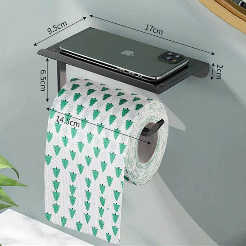 Aluminum Alloy Toilet Paper Holder Bathroom Wall Mount WC Paper Phone Holder Shelf Towel Roll shelf Accessories - P12 Hub Europe