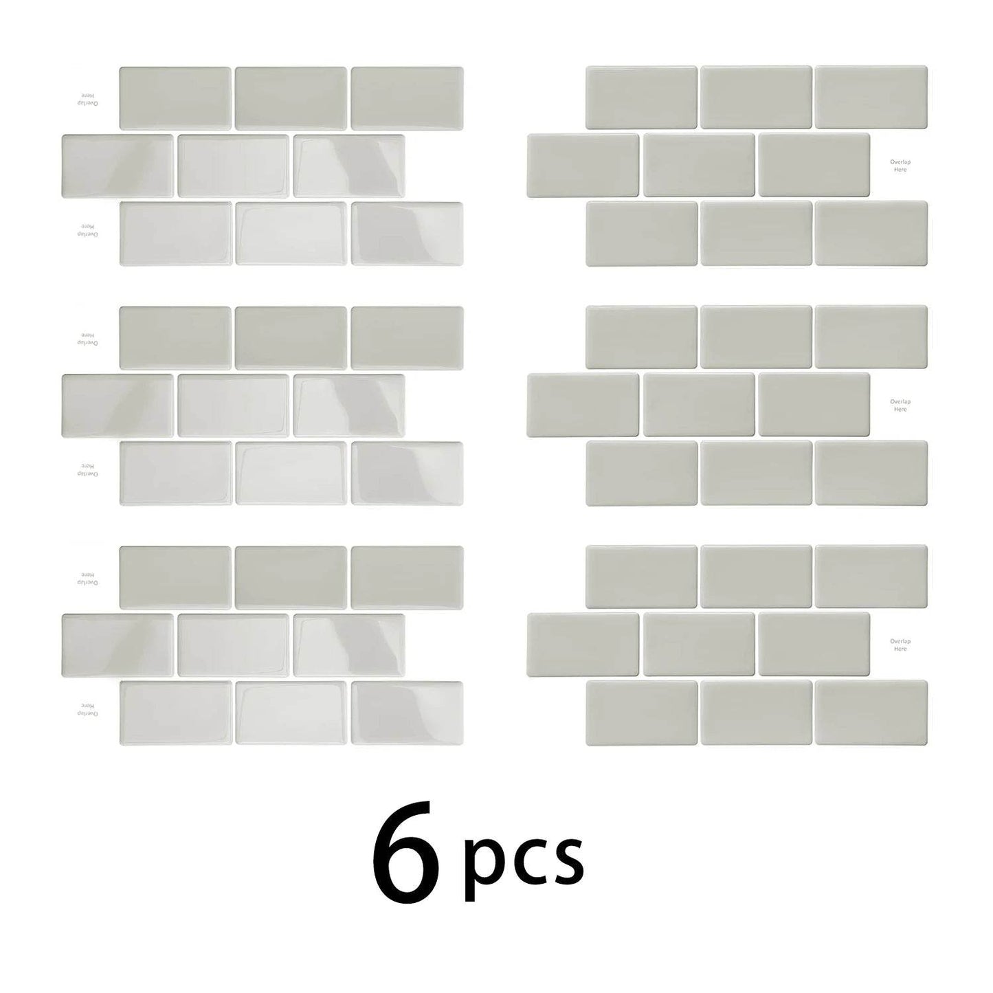 6 PCS 30.5x15.3cm 3D Self-adhesive Kitchen Waterproof Stickers Indoor Wall Renovation Sticker - P12 Hub Europe