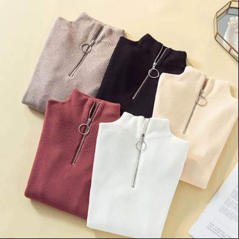 Women's Zipper Half-Neck Sweater - P12 Hub Europe