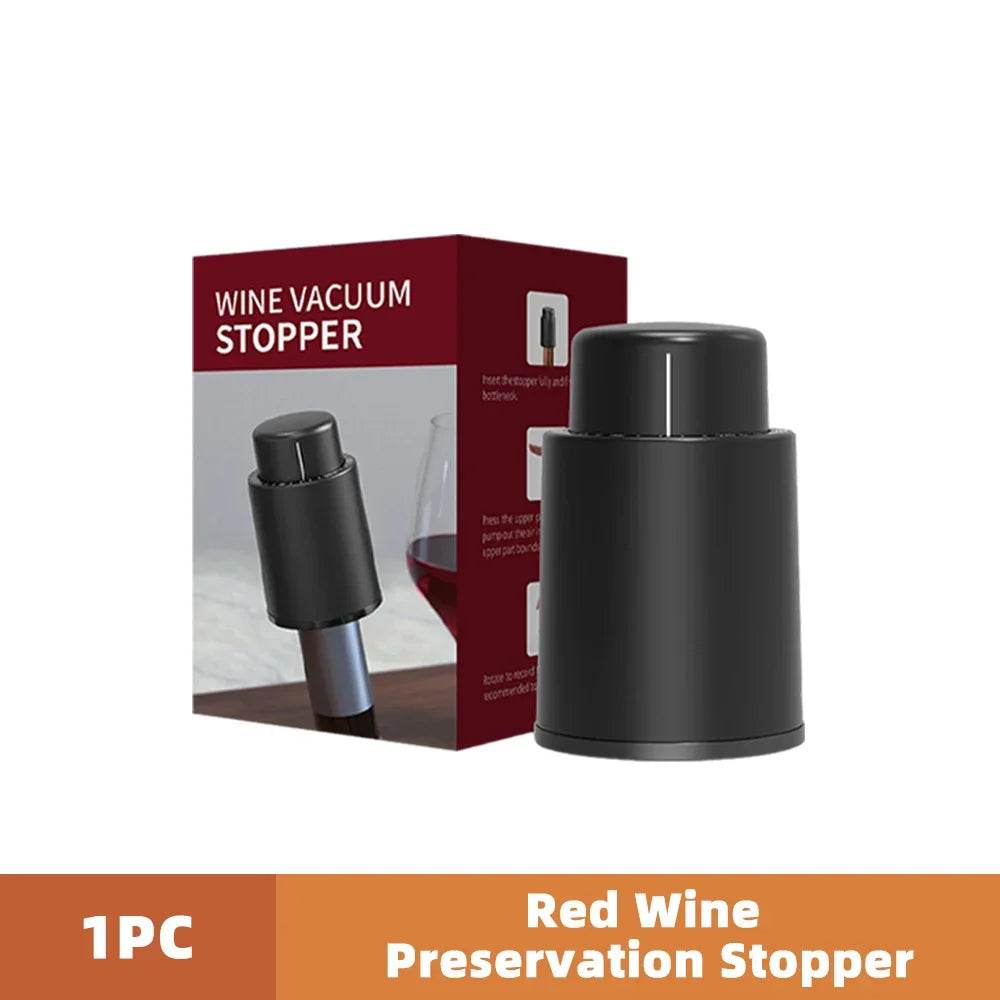 1/2pc Vacuum Wine Bottle Cap Stopper Sealed Storage Vacuum Memory Wine Stopper Push Style Barware Wine Cork Black Bar Tools - P12 Hub Europe