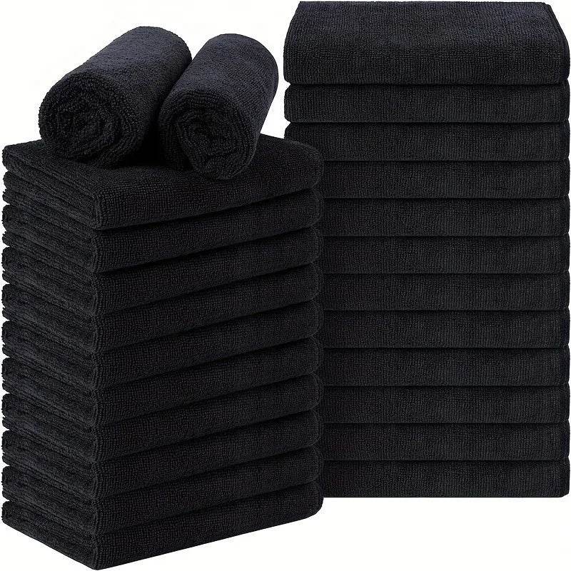 10pcs Retro Space Theme Square Microfiber Towel - Super Absorbent, Soft Exfoliating Makeup Remover, Household Black Towel Cloth - P12 Hub Europe