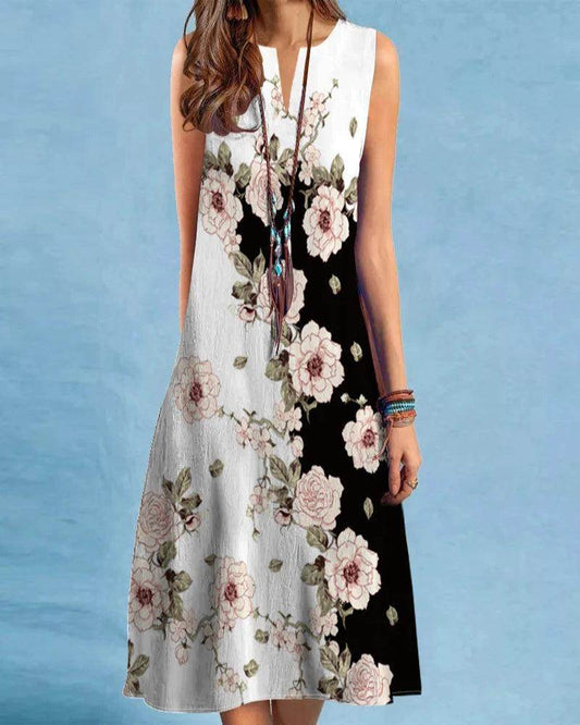 V-Neck Sleeveless Midi Dress Loose Fit Beach - P12 Hub Europe