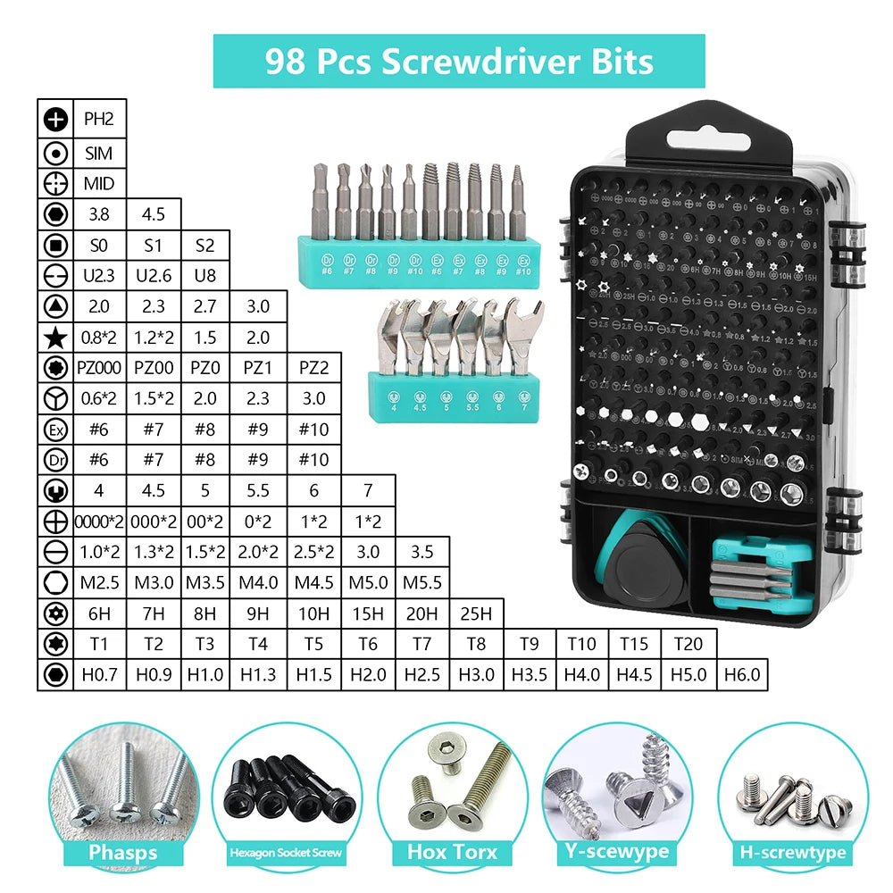 138 In 1 Precision Screwdriver Set Magnetic Torx Screw Driver Bit Drill Kit Multitool For Iphone Xiaomi PC Repair Hand Tool Set