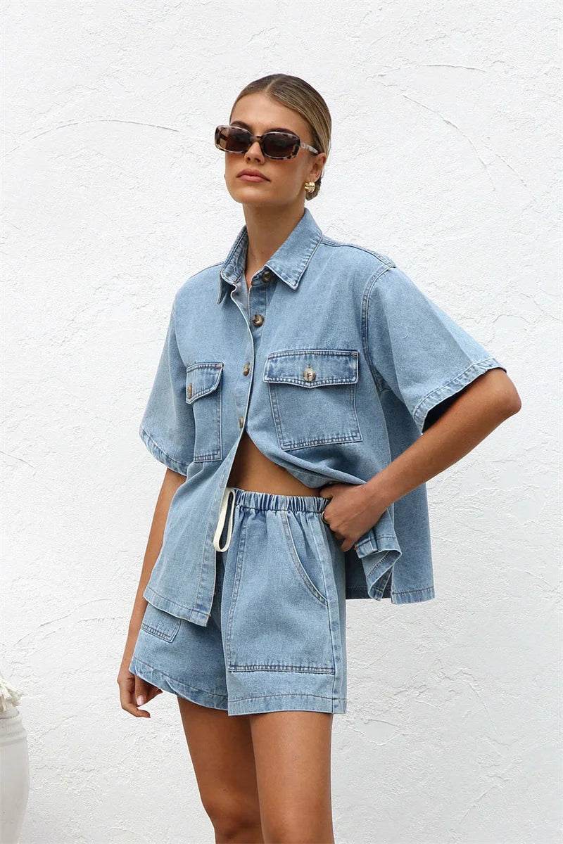 Vintage Denim Shorts Suit - P12 Hub Europe