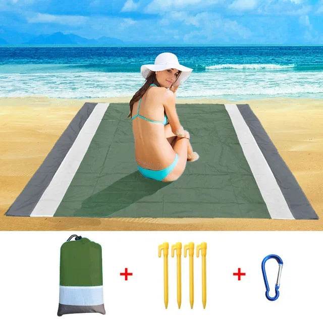 2x2.1m Waterproof Pocket Beach Mat Blanket Folding Camping Mattress Portable Lightweight Mat Outdoor Picnic Mat Sand Beach Towel - P12 Hub Europe