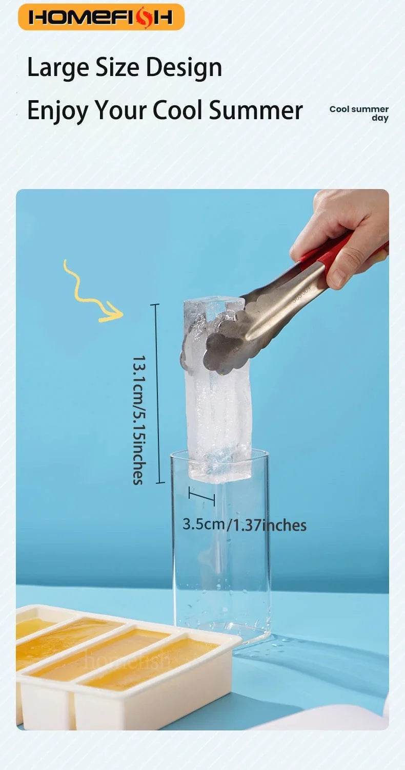 Strip-shap Ice Cube Trays Giant Silicone Ice Cubes Square Tray Mold Non-toxic Durable Wine Ice Cube Easy-Release Ice Cube Molds - P12 Hub Europe