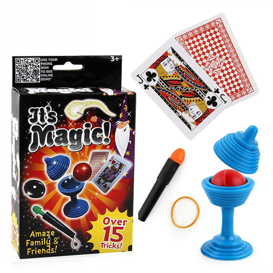 3 in 1 Magic Tricks Kit Close Up Stage Multi Props Illusion Game Interactive STEM Learning Party Toy Kids Gift Beginners Set