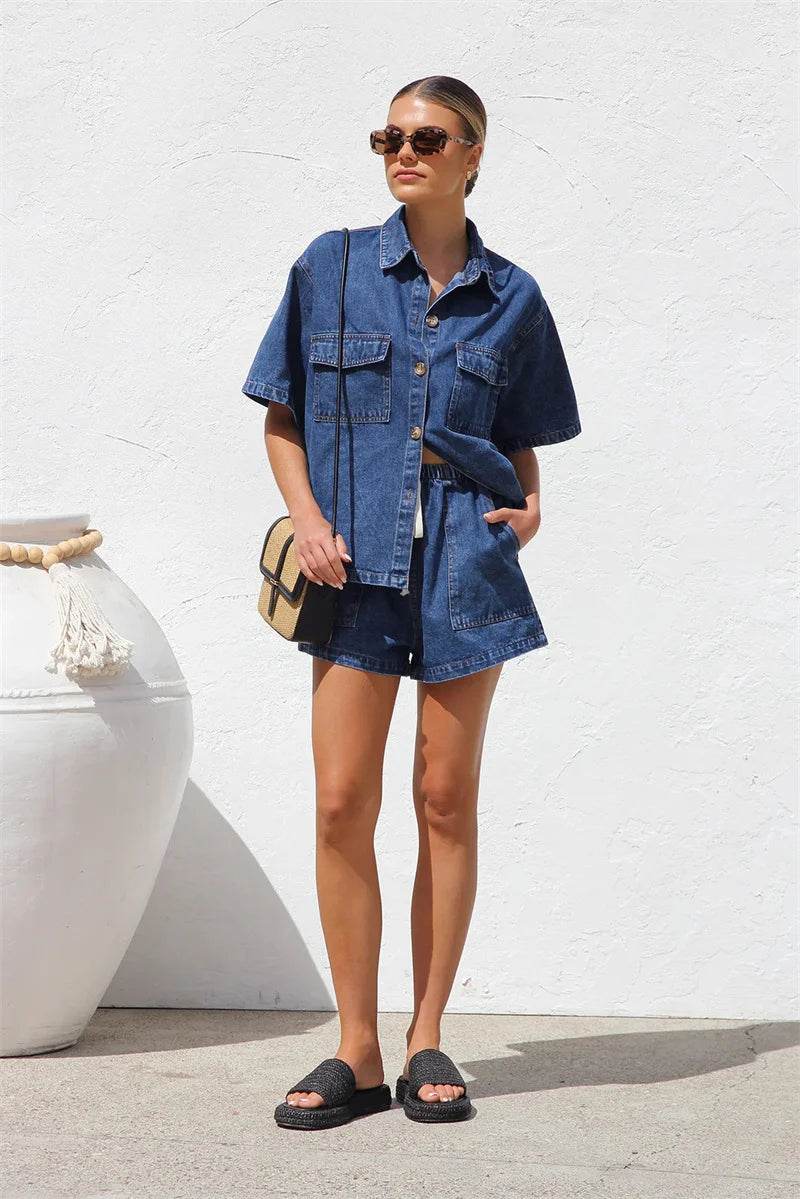 Vintage Denim Shorts Suit - P12 Hub Europe