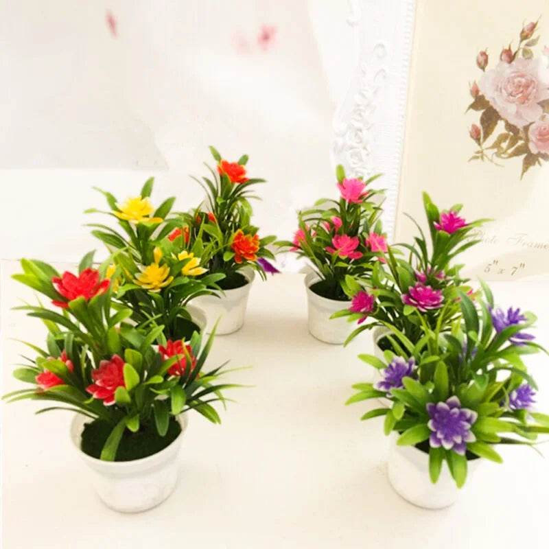 Artificial Flowers Plant Pot Simulate Fake Plastic Flowers Home Office Decor Gift Desktop Bonsai Wedding Party Balcony Ornaments - P12 Hub Europe