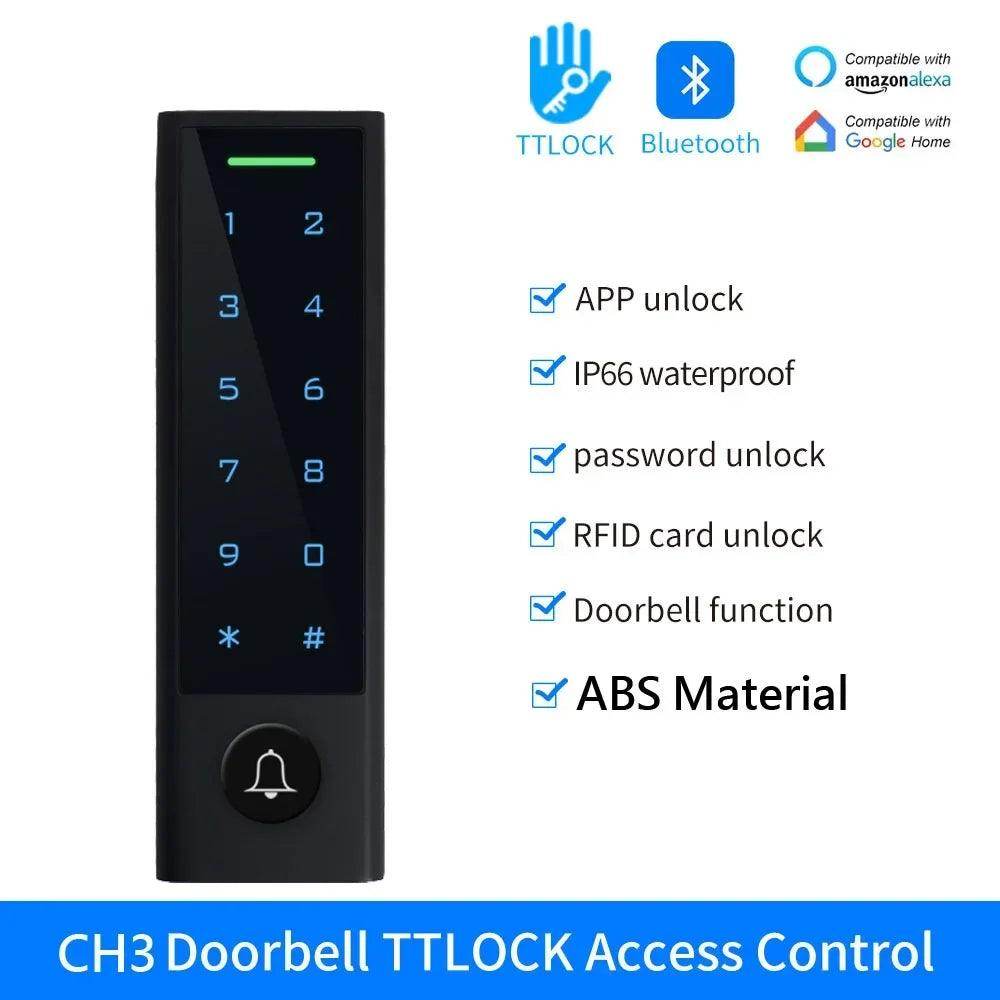 Lock App Access Control Keypad IP66, Fingerprint/Card/PIN, Bluetooth, Alexa/Google - P12 Hub Europe