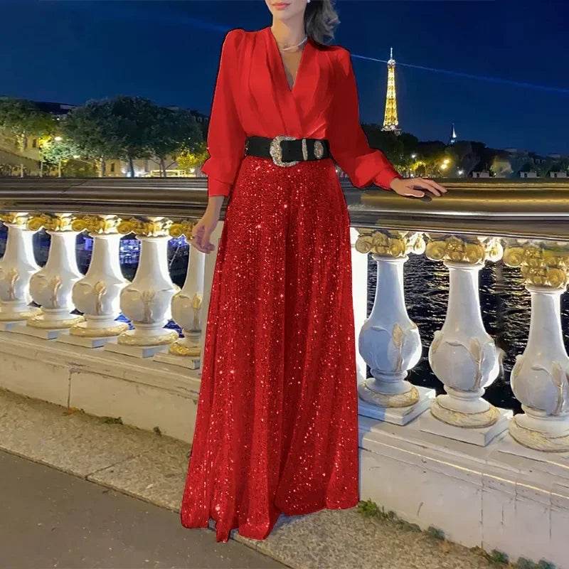 Sequin Splice Maxi Dress - P12 Hub Europe