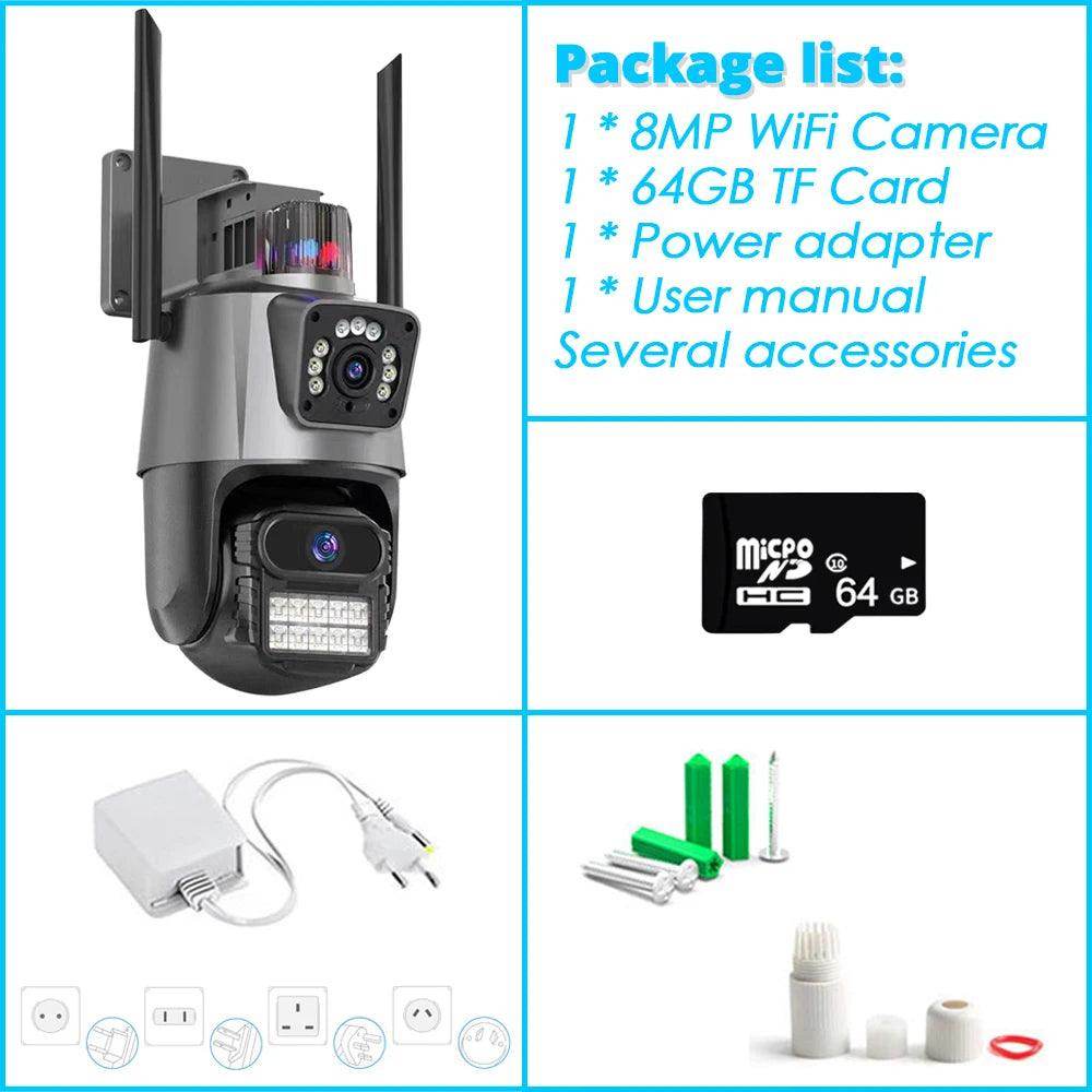 Outdoor PTZ Camera 16MP 4-Lens 8X Zoom, AI Track - P12 Hub Europe