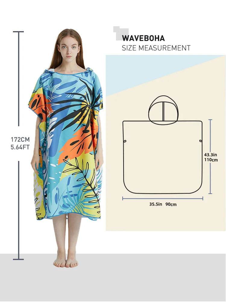 Surf Poncho Towel Poncho Quick-Dry Towel Hoodie Microfiber Beach Robe Changing Poncho Swim Towel Beach Poncho For Adults (A20) - P12 Hub Europe