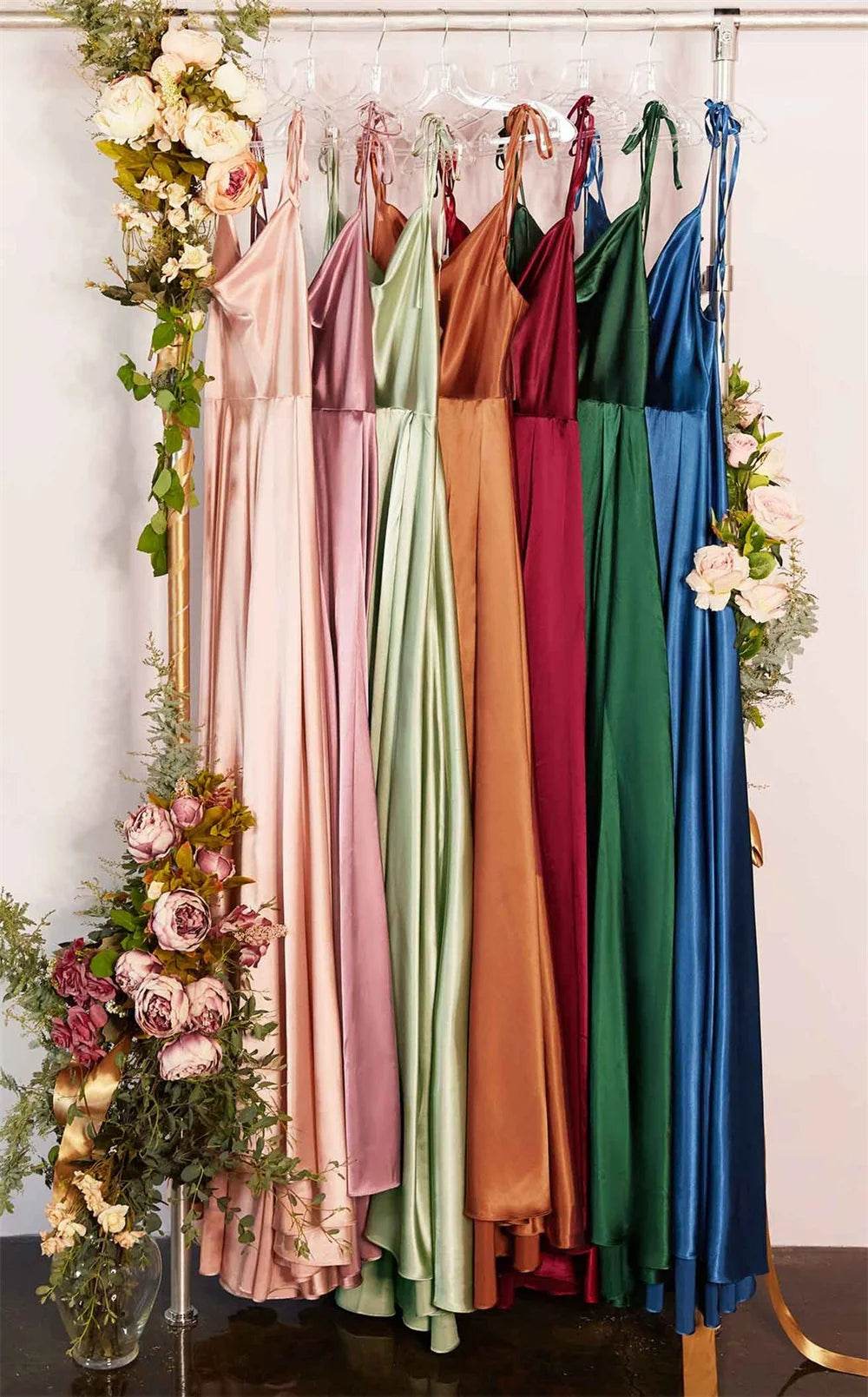 Burgundy Satin Maxi Dress - Slit Prom & Bridesmaid - P12 Hub Europe