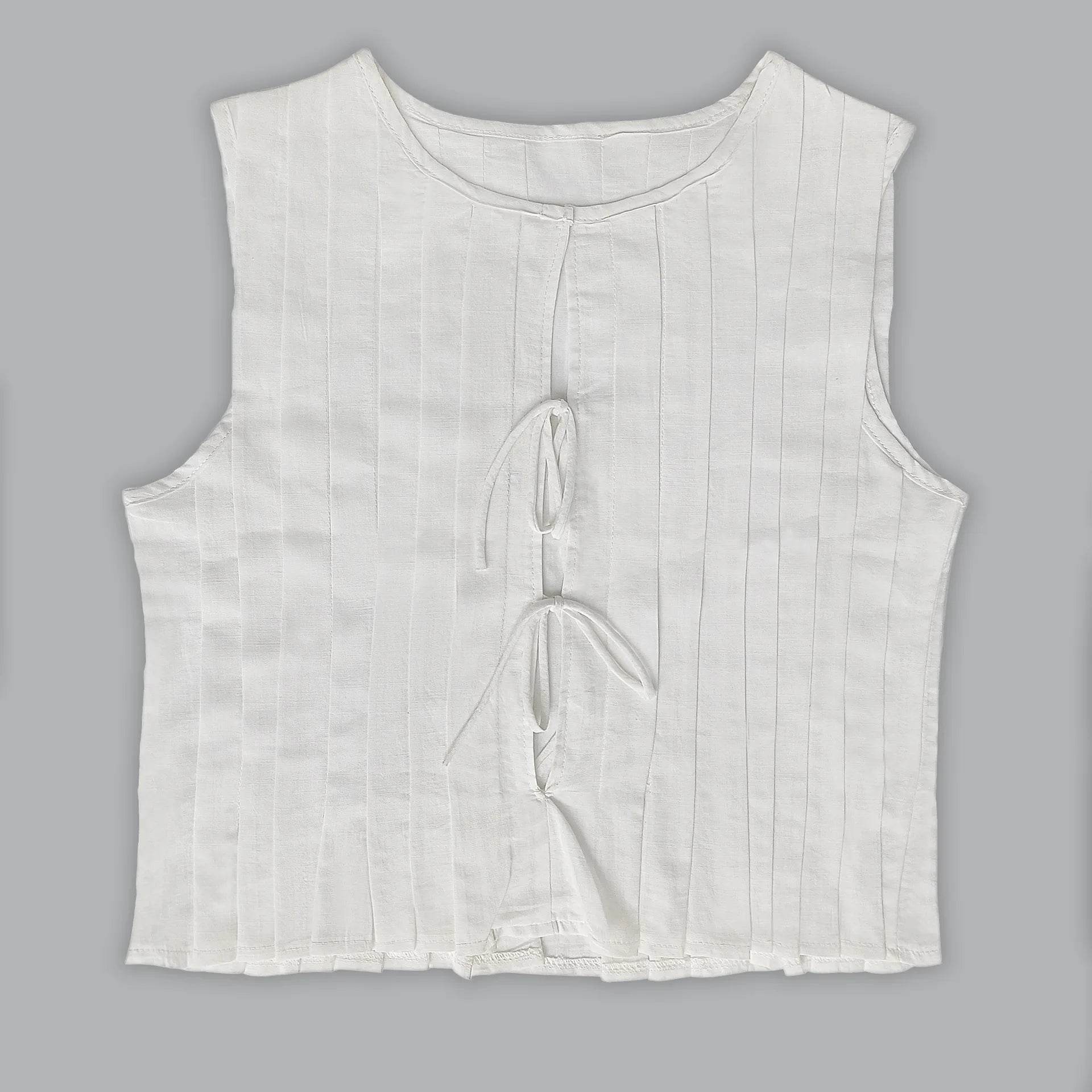 Women's Pleated Linen Crop Top - P12 Hub Europe