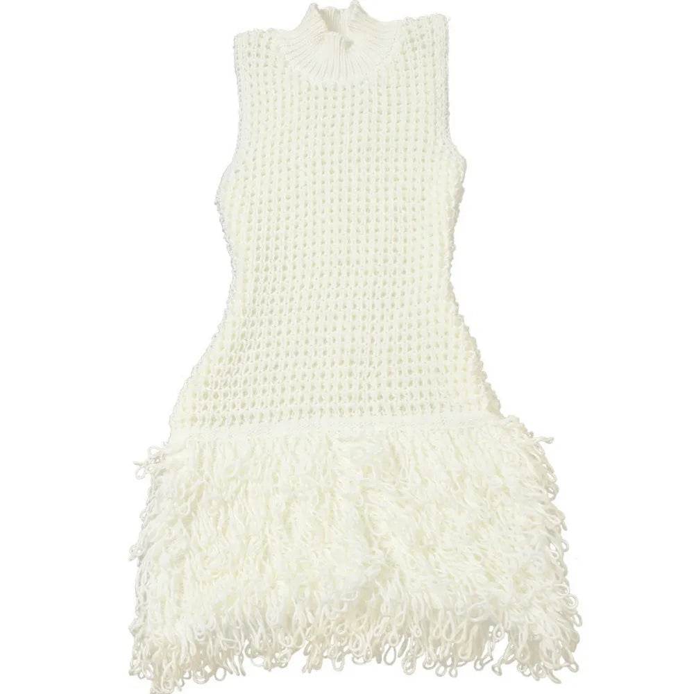 Tassel Hollow Out Mini Dress - Slim Elegant - P12 Hub Europe