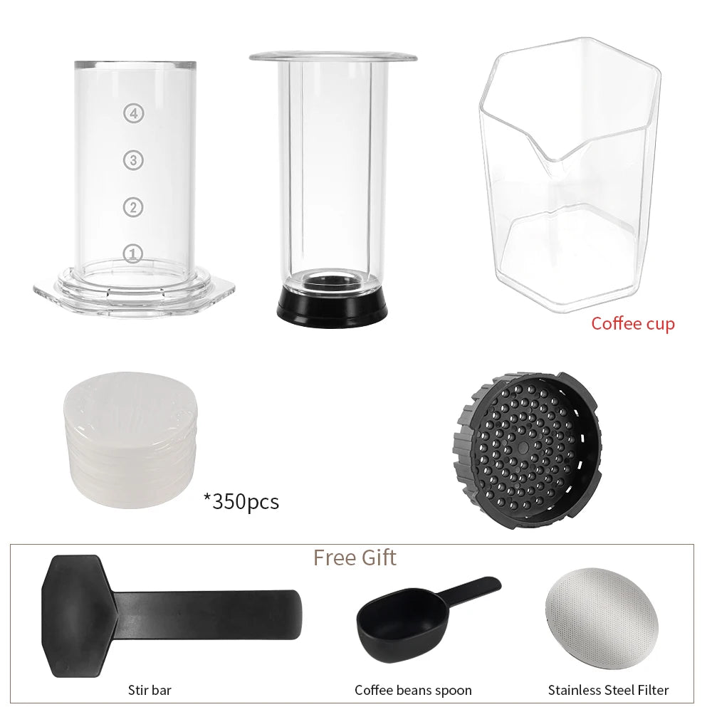 CAFEMASY Espresso Coffee Maker Portable French Press Coffee Pot Air press Barista Tools With 350pcs Filter Papers Coffee Machine