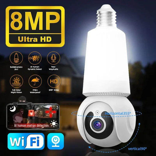 Camera 4K WiFi Bulb 8MP, Color Night Vision, AI Track - P12 Hub Europe