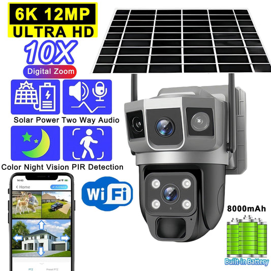 12MP Outdoor Camera Solar WiFi PTZ Auto Track - P12 Hub Europe