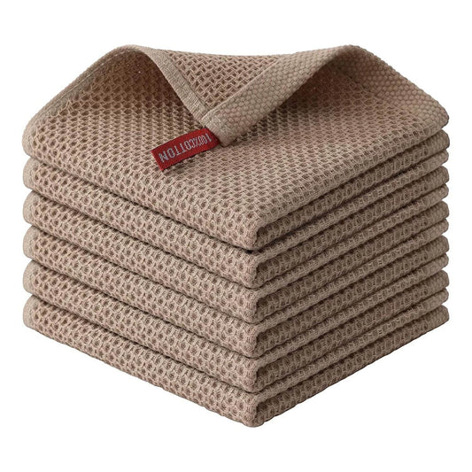 6 Pack 100% Cotton Waffle Weave Kitchen Dish Cloths, Soft Absorbent Quick Drying Dish Towels,Household Cleaning Cloth,12x12in - P12 Hub Europe