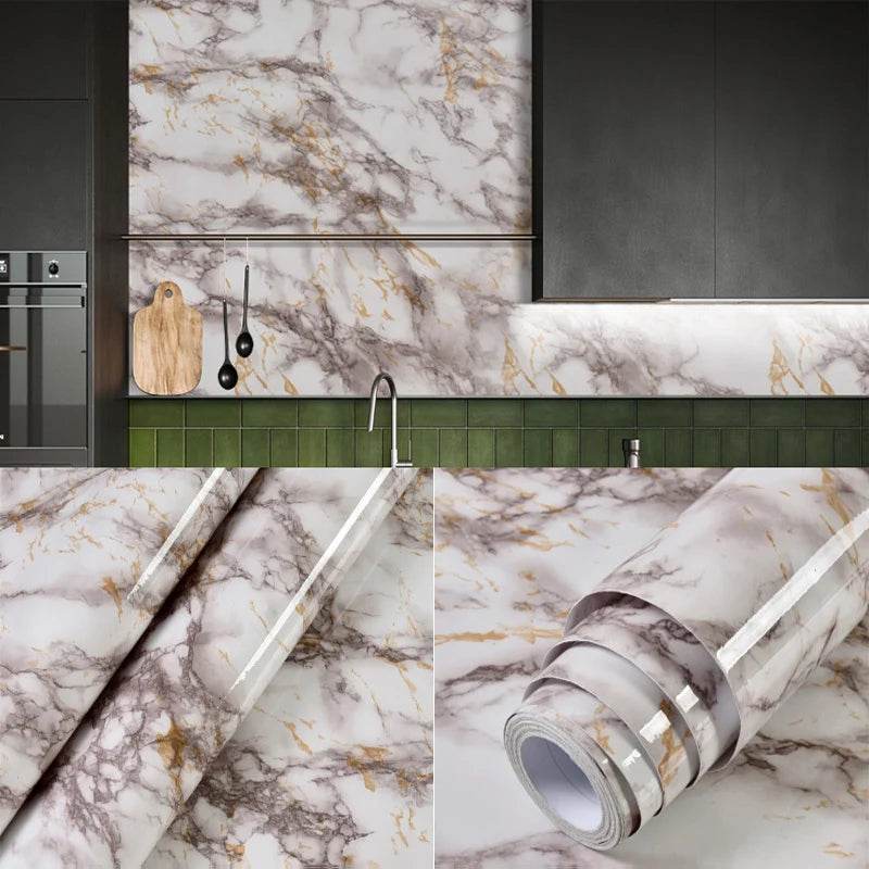 Marble Kitchen Waterproof Stickers PVC Self Adhesive Oil Proof Wall Sticker for Desktop Bathroom Renovation Wall Decor Removable - P12 Hub Europe