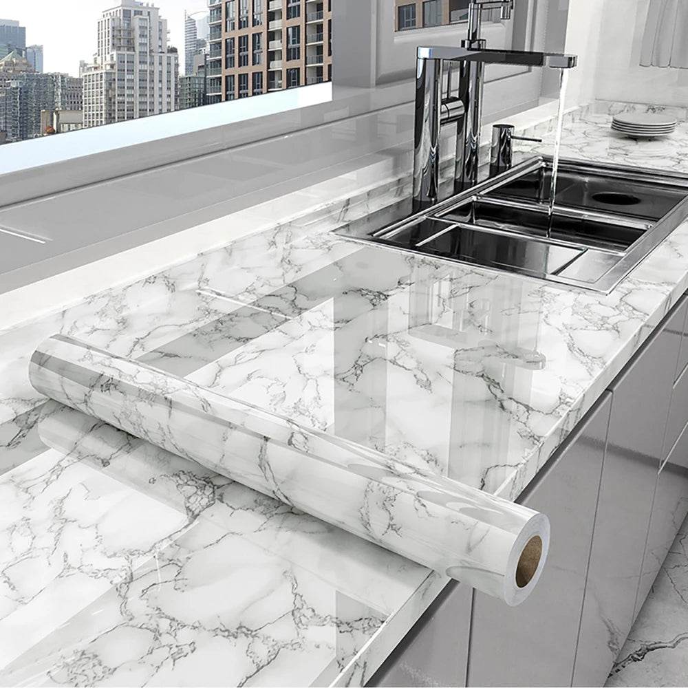 Marble Kitchen Waterproof Stickers PVC Self Adhesive Oil Proof Wall Sticker for Desktop Bathroom Renovation Wall Decor Removable - P12 Hub Europe
