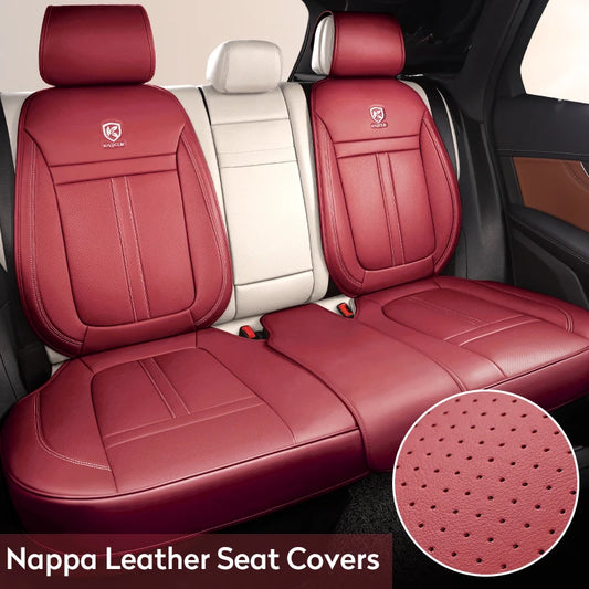 Karcle Leather Car Seat Cover Front and Rear Seat Covers Full Set with Surround Bottom Waterproof Seat Cushion Car Accessories