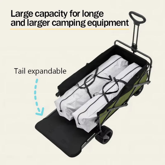 Outdoor Camping Handcart, Foldable Cart With Wheels, Portable Shopping Cart, Expandable Tailboard, Load-bearing Capacity 250kg