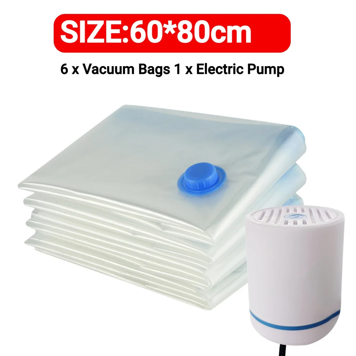 7 Sizes Reusable Vacuum Bags with Electric Pump Vacuum Compression Sealer Bag Mini Vacuum Sealer Machine for Clothes Organizer