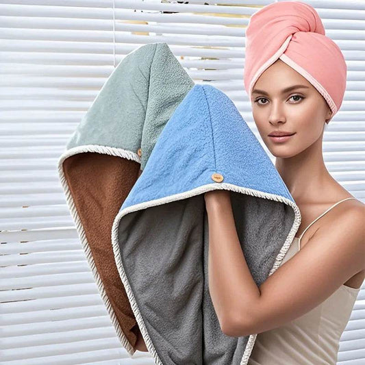 New Thickened Double Layer Hair Drying Cap Wipe Hair, Quick Drying Towel, Shower Cap Ultra Absorbent Microfiber Hair Dryer Caps - P12 Hub Europe