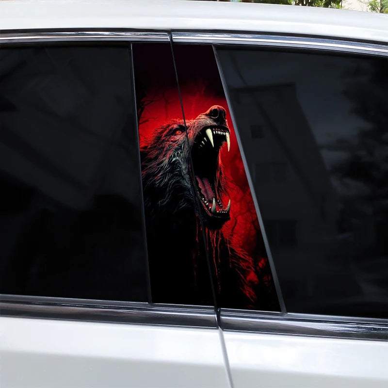 2pcs Wolf Car B-Pillar Stickers DIY Animal-Shaped Car Center Pillar Stickers Vinyl Waterproof Car Door Pillar Stickers