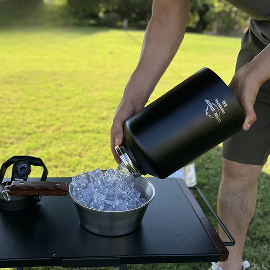 3.8L Outdoor Camping Cooler Large Capacity Ice Bucket Double-Layer Insulated Cup Portable Water Kettle Refrigerator