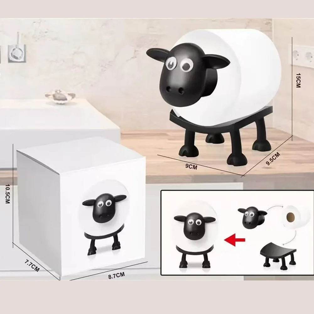 Sheep Toilet Roll Holder Funny Toilet Paper Holder Free Standing Bathroom Set 3D Printed Black Sheep Loo Roll Holder Decors - P12 Hub Europe