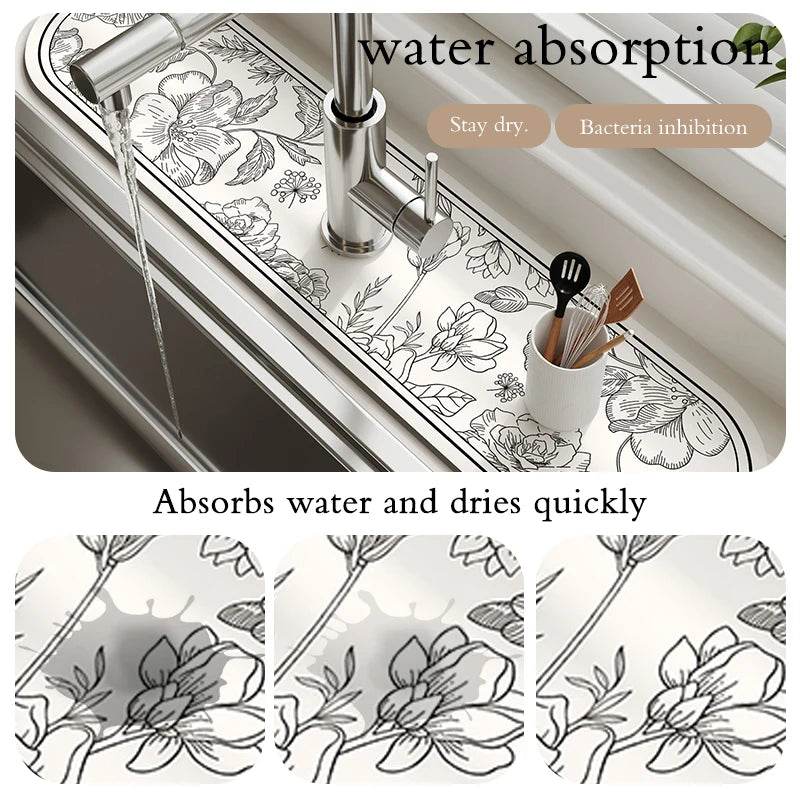 Diatomite Sink Faucet Drain Pad Absorbent Drying Mat For Kitchen Countertop Kitchen Sink Splash Mat Non-slip Table Mat - P12 Hub Europe