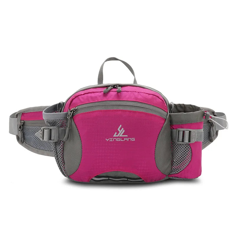 Nylon Waterproof Waist Bag with Bottle Holder Shoulder Crossbody Bag Outdoor Sports Hiking Running Cycling Bag for Man Women