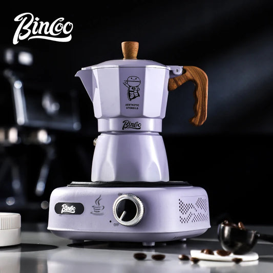 Bincoo Double Valve Moka Pot Espresso Latte Brewing Coffee Extraction Pot Electric Stove Heating 220V Home Barista Accessories