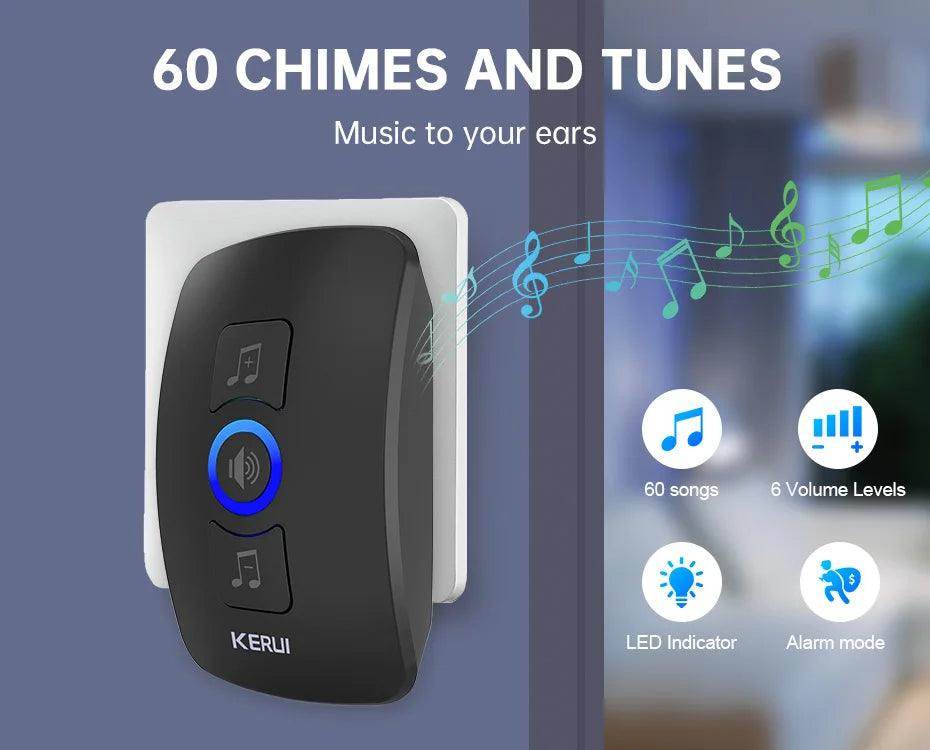 Doorbell Wireless | 60 Tunes, 500ft, IP55/IP66, LED Flash - P12 Hub Europe