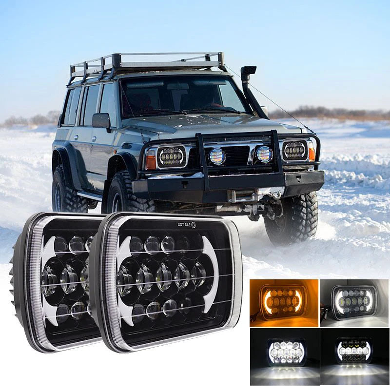 7x6'' 5X7 Inch Led Headlight Square Hi-Lo Beam Halo For Jeep Cherokee XJ Wrangler YJ Motorcycle Car Off-road Truck H6054 H5054