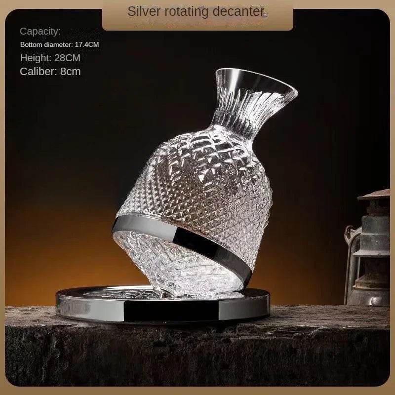 High end crystal glass 360 degree rotating decanter drum 1500ml decanter wine dispenser inflator mirror kettle decoration - P12 Hub Europe